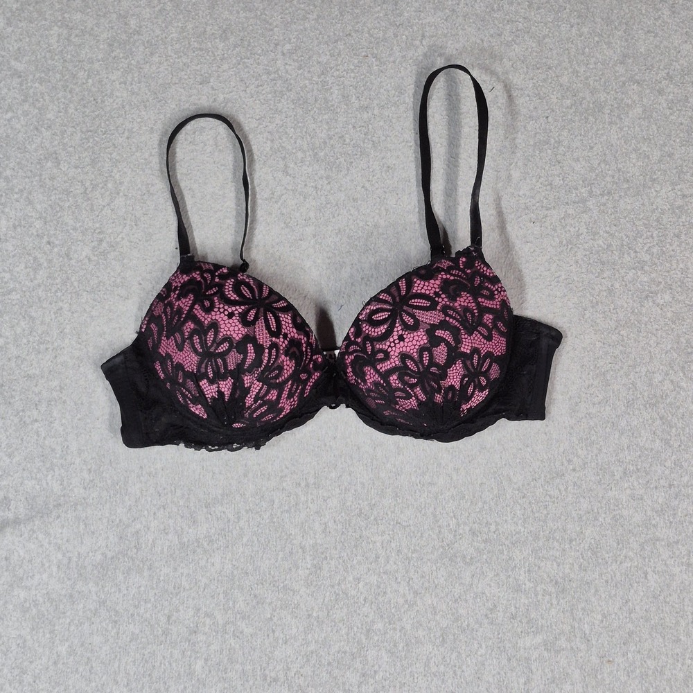 Jezebel Women Bra 34B Black Floral Push Up Underwired Lace Strap